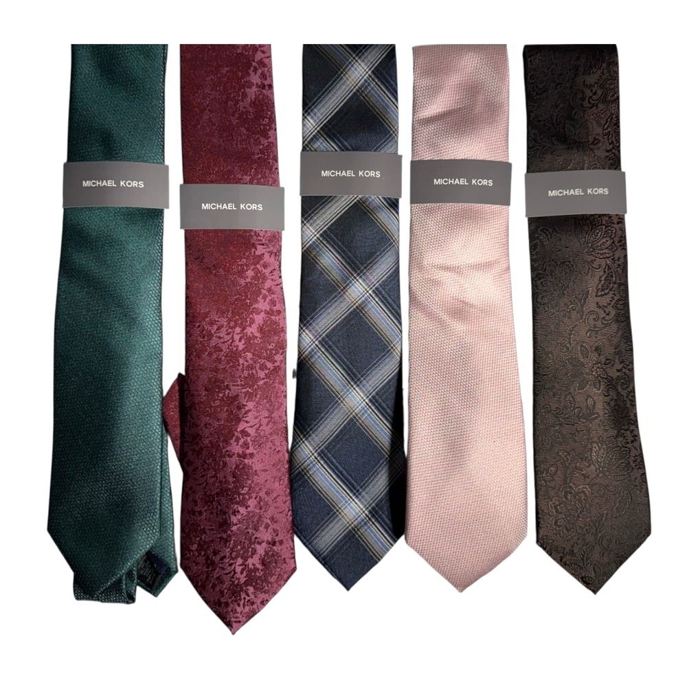 Michael Kors Necktie Lot of 5 Mens One Size Ties Various Colors and Patterns New